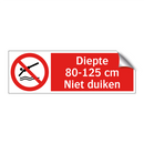 Diepte 80-125 cm. Niet duiken