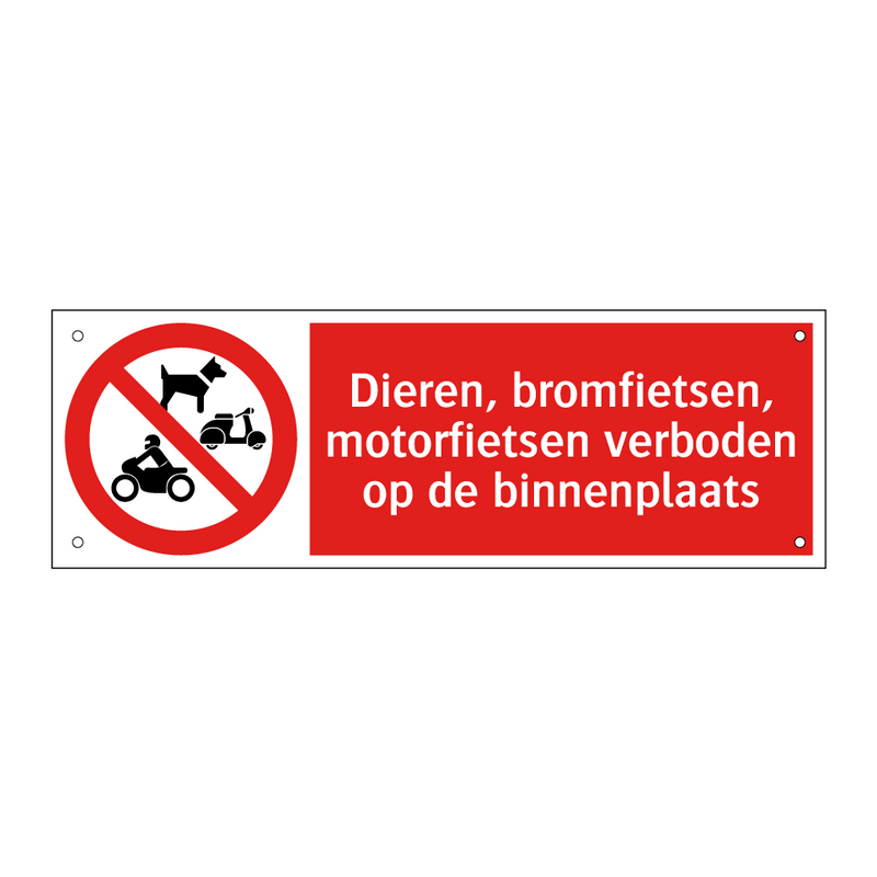 Dieren, bromfietsen, motorfietsen verboden op de binnenplaats