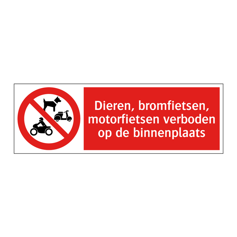 Dieren, bromfietsen, motorfietsen verboden op de binnenplaats