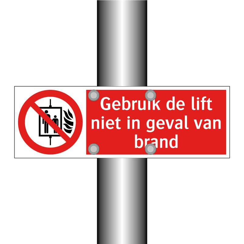 Gebruik de lift niet in geval van brand