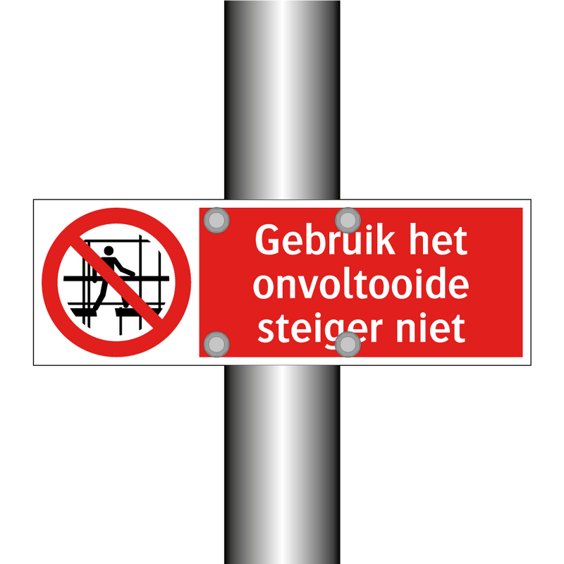 Gebruik het onvoltooide steiger niet