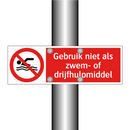 Gebruik niet als zwem- of drijfhulpmiddel