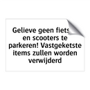 Gelieve geen fietsen en scooters te parkeren! Vastgeketste items zullen worden verwijderd