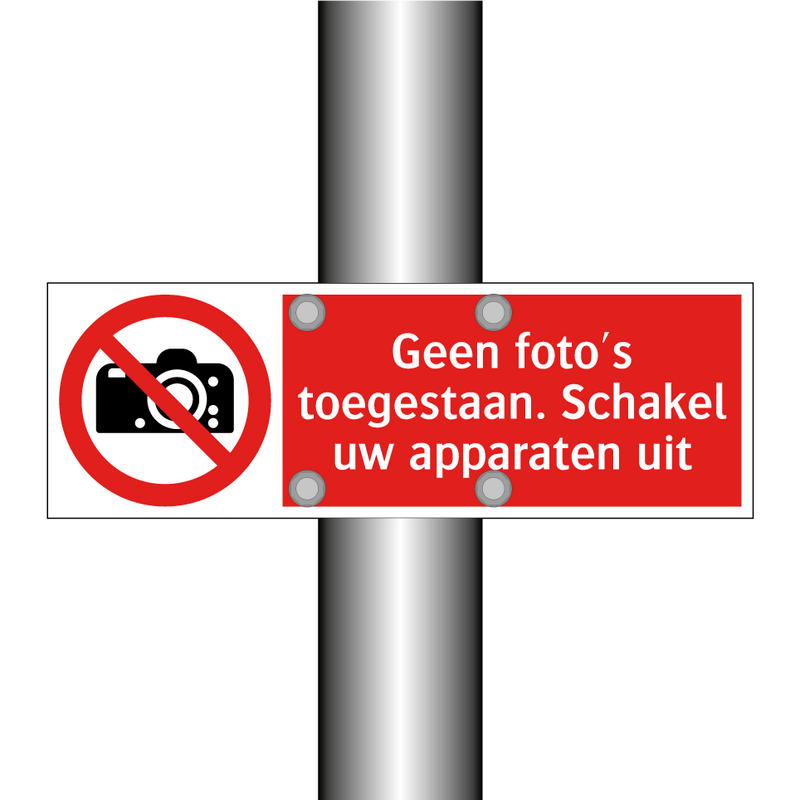Geen foto's toegestaan. Schakel uw apparaten uit