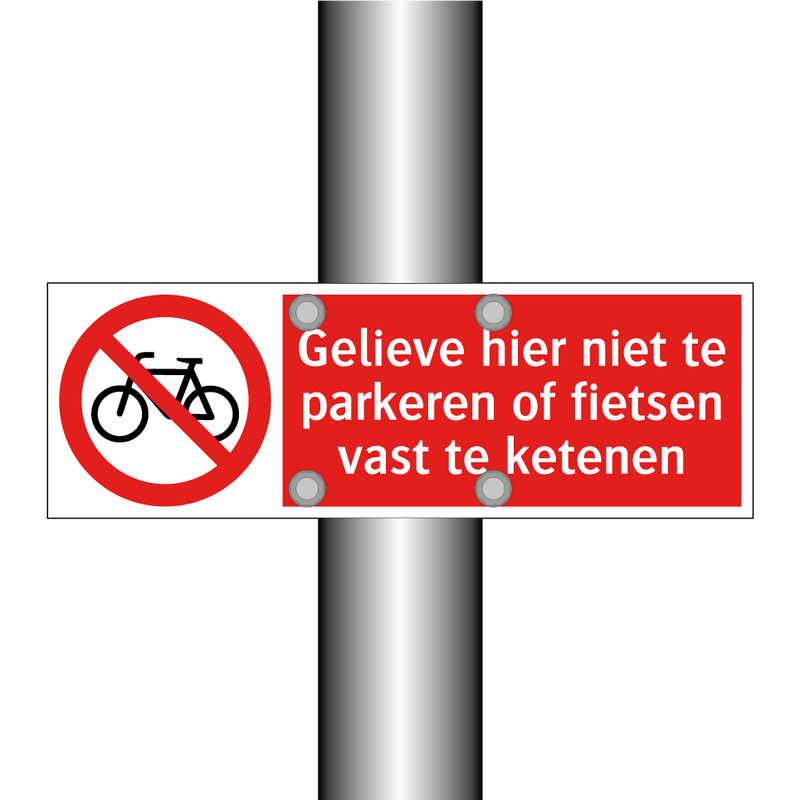 Gelieve hier niet te parkeren of fietsen vast te ketenen