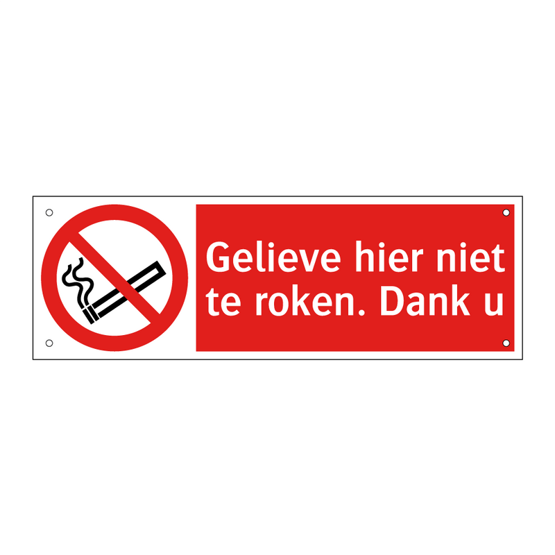 Gelieve hier niet te roken. Dank u
