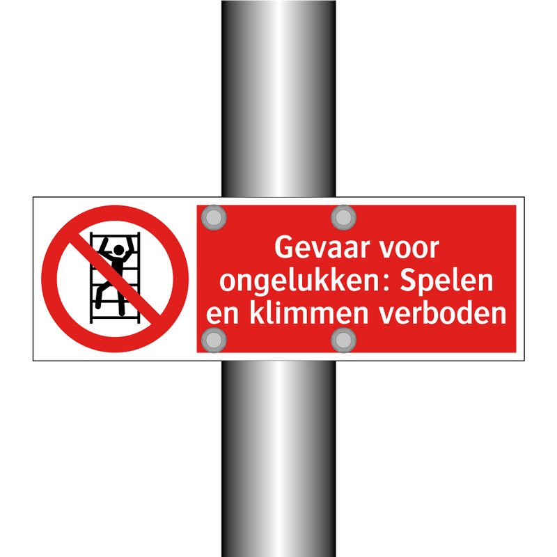 Gevaar voor ongelukken: Spelen en klimmen verboden