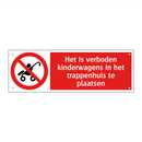 Het is verboden kinderwagens in het trappenhuis te plaatsen