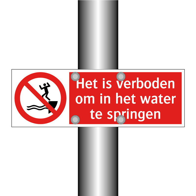 Het is verboden om in het water te springen