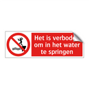 Het is verboden om in het water te springen