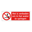 Het is verboden om in het water te springen