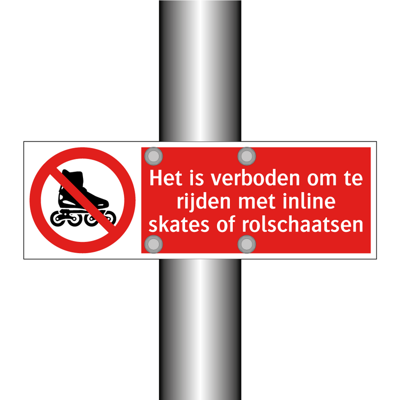 Het is verboden om te rijden met inline skates of rolschaatsen