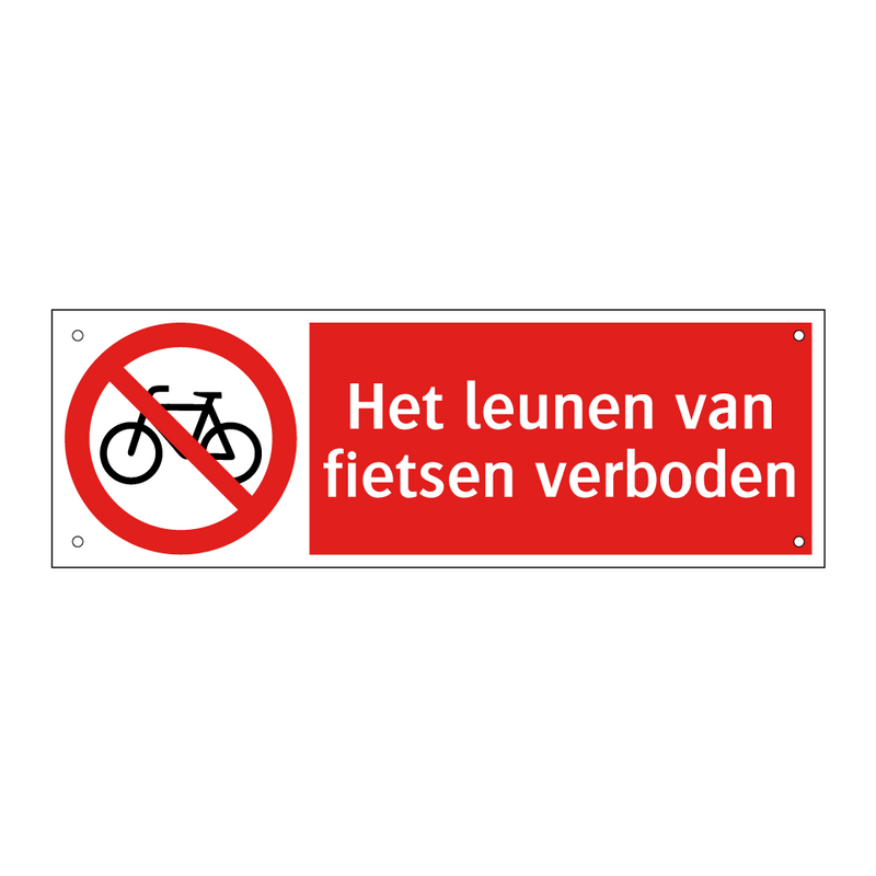 Het leunen van fietsen verboden