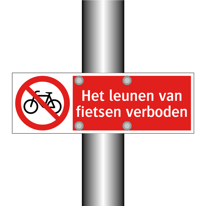 Het leunen van fietsen verboden
