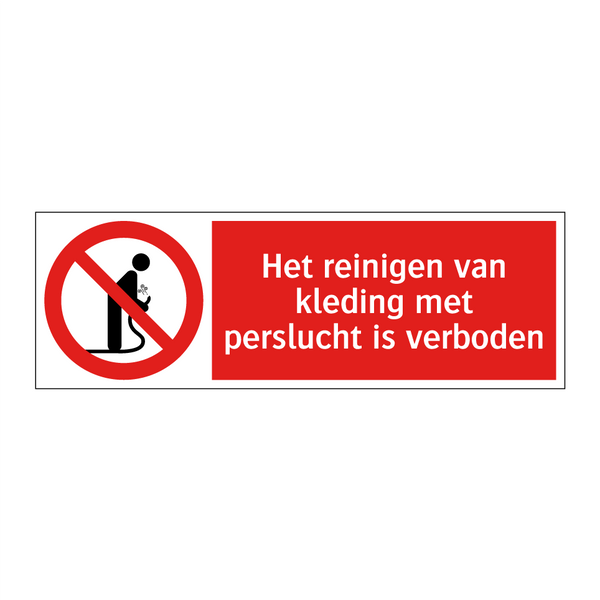 Het reinigen van kleding met perslucht is verboden