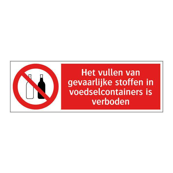 Het vullen van gevaarlijke stoffen in voedselcontainers is verboden