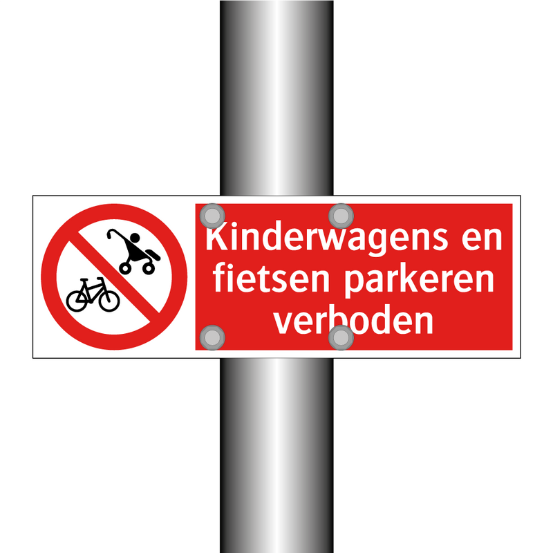 Kinderwagens en fietsen parkeren verboden