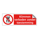 Klimmen verboden zonder toestemming