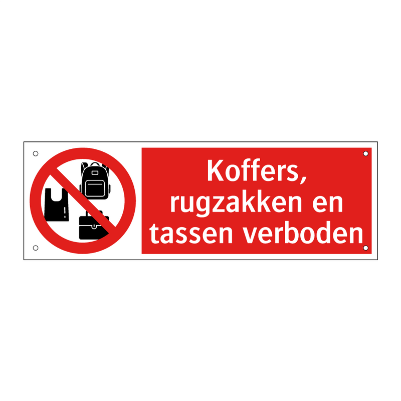 Koffers, rugzakken en tassen verboden
