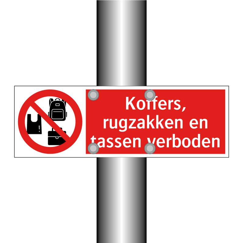 Koffers, rugzakken en tassen verboden