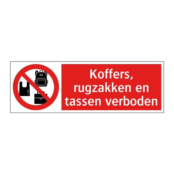 Koffers, rugzakken en tassen verboden