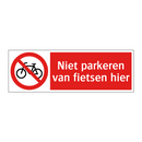 Niet parkeren van fietsen hier
