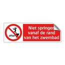 Niet springen vanaf de rand van het zwembad