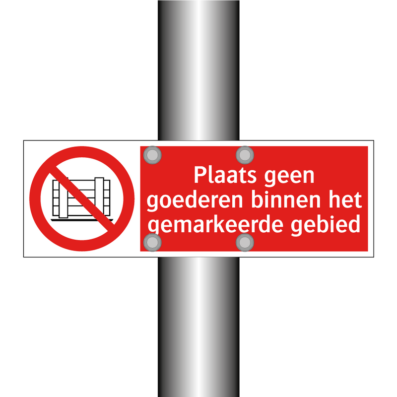 Plaats geen goederen binnen het gemarkeerde gebied