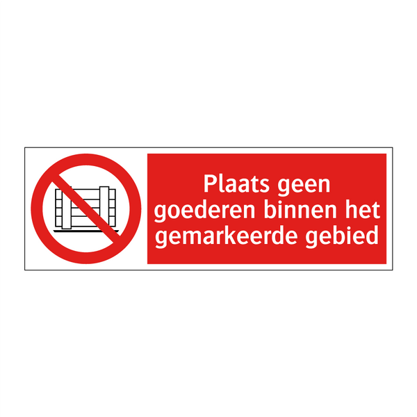 Plaats geen goederen binnen het gemarkeerde gebied