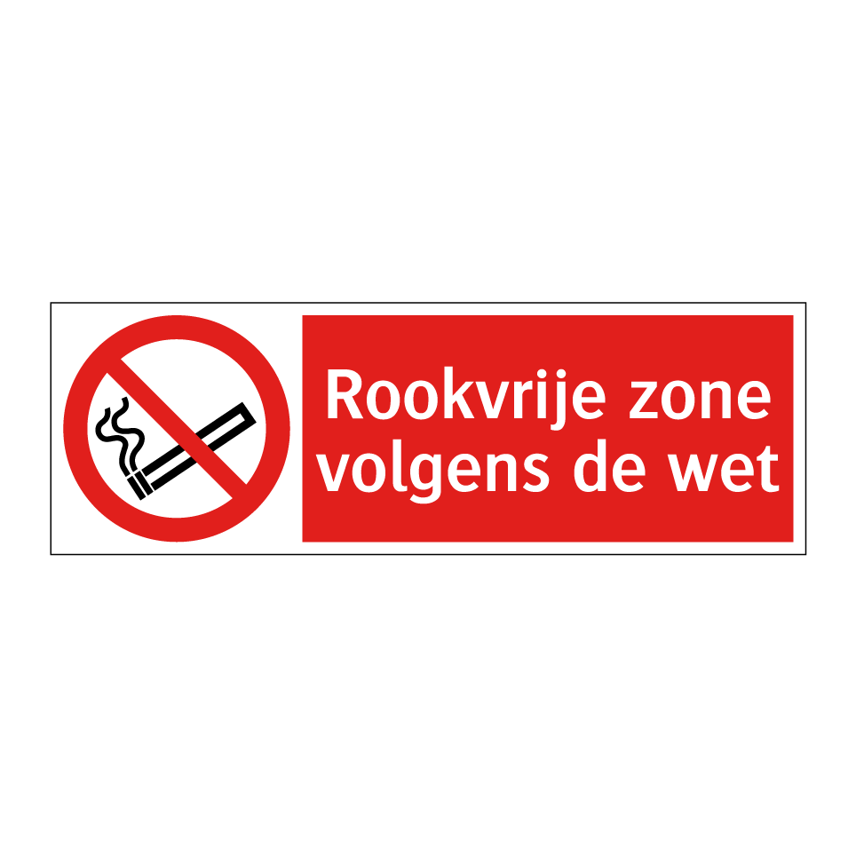 Koop Rookvrije zone volgens de wet bord | SignOnline | NL-P5934