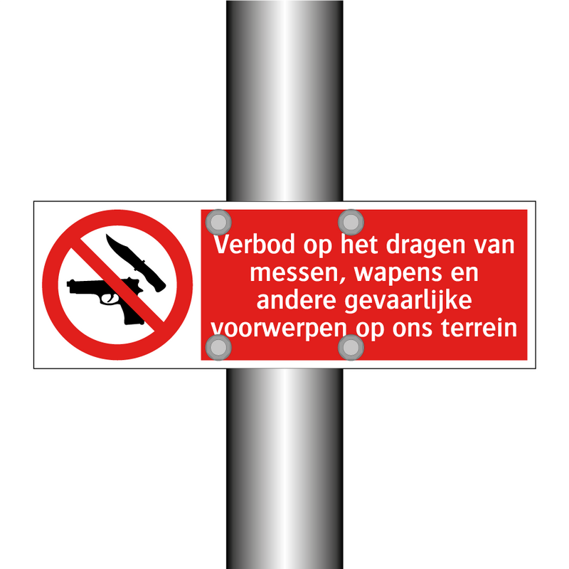 Verbod op het dragen van messen, wapens en andere gevaarlijke voorwerpen op ons terrein