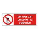 Vervoer van personen is verboden
