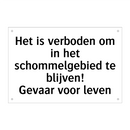 Het is verboden om in het schommelgebied te blijven! Gevaar voor leven