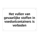 Het vullen van gevaarlijke stoffen in voedselcontainers is verboden