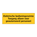 Elektrische bedieningsruimte Toegang alleen voor /.../