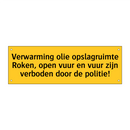 Verwarming olie opslagruimte Roken, open vuur en vuur /.../