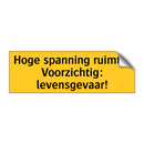 Hoge spanning ruimte! Voorzichtig: levensgevaar! & Hoge spanning ruimte! Voorzichtig: levensgevaar!