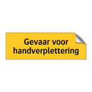 Gevaar voor handverplettering & Gevaar voor handverplettering & Gevaar voor handverplettering