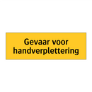 Gevaar voor handverplettering & Gevaar voor handverplettering & Gevaar voor handverplettering