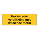Gevaar voor vergiftiging met draaiende motor & Gevaar voor vergiftiging met draaiende motor