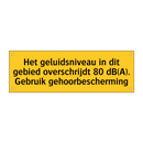 Het geluidsniveau in dit gebied overschrijdt 80 dB(A). /.../