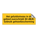 Het geluidsniveau in dit gebied overschrijdt 80 dB(A). /.../