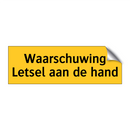 Waarschuwing Letsel aan de hand & Waarschuwing Letsel aan de hand & Waarschuwing Letsel aan de hand