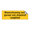 Waarschuwing voor gevaar van draaiend zaagblad & Waarschuwing voor gevaar van draaiend zaagblad
