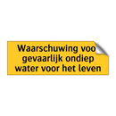 Waarschuwing voor gevaarlijk ondiep water voor het leven