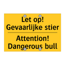 Let op! Gevaarlijke stier - Attention! Dangerous bull
