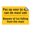 Pas op voor ijs dat van de mast valt - Beware of ice falling from the mast