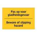 Pas op voor gladheidsgevaar - Beware of slipping hazard