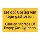 Let op: Opslag van lege gasflessen - Caution Storage Of Empty Gas Cylinders