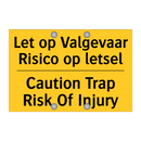 Let op Valgevaar Risico op letsel - Caution Trap Risk Of Injury